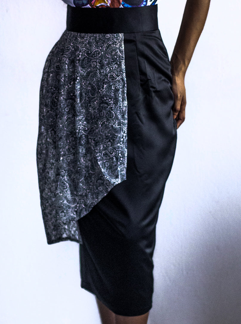 JUPE DROITE A VOLLANT TAILLE HAUTE FEMME