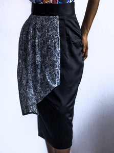 JUPE DROITE A VOLLANT TAILLE HAUTE FEMME