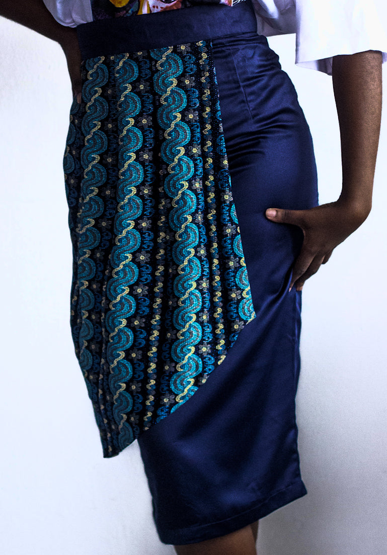JUPE DROITE A VOLLANT TAILLE HAUTE FEMME