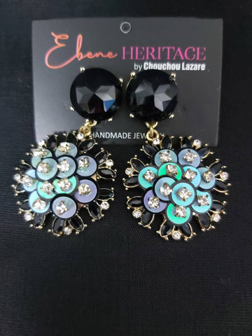 BOUCKLES D'OREILLES ONYX