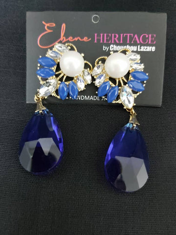 BOUCKLES D'OREILLES GEMMES BLEUS