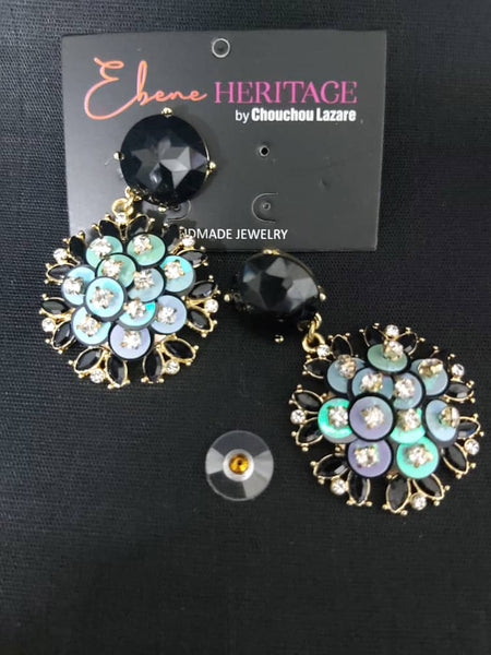 BOUCKLES D'OREILLES ONYX