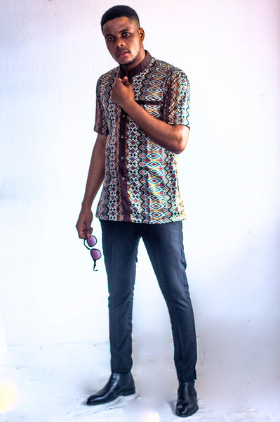 CHEMISE COURTES MANCHES COL MAO POCHE INTERIEURE HOMME