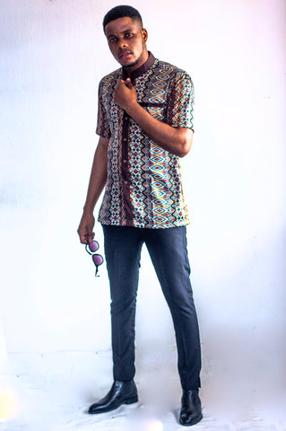 CHEMISE COURTES MANCHES COL MAO POCHE INTERIEURE HOMME