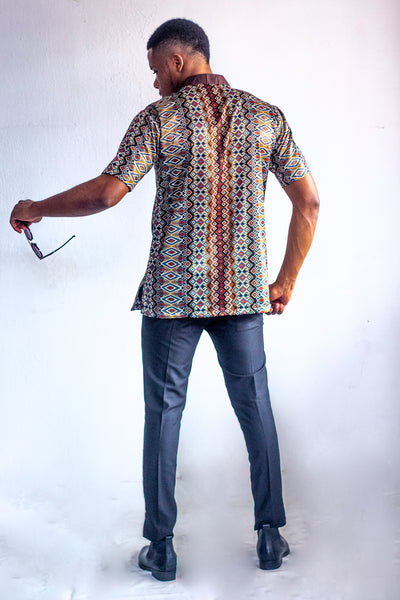 CHEMISE COURTES MANCHES COL MAO POCHE INTERIEURE HOMME