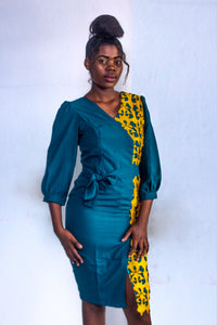 ROBE DROITE PORTE FEUILLE AVEC CEINTURE FEMME