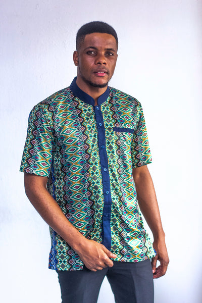 CHEMISE COURTES MANCHES COL MAO POCHE INTERIEURE HOMME