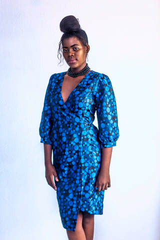 ROBE PORTE FEUILLE COL V MANCHE 3/4 FEMME